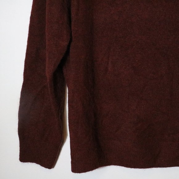 H&M Mens Burgundy Alpaca Blend Relaxed Fit Crewneck Sweater Size Large Pullover - Picture 3 of 7